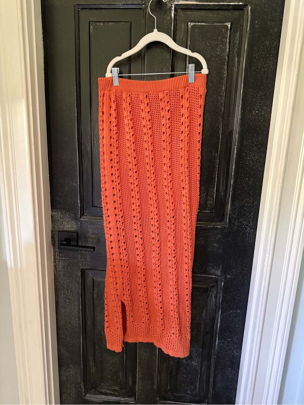 Olive & Oak Orange Crochet Maxi Skirt